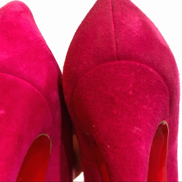CHRISTIAN LOUBOUTIN Hot Pink “Simple Pump” Suede Heels SZ 36.5 - Picture 12 of 17